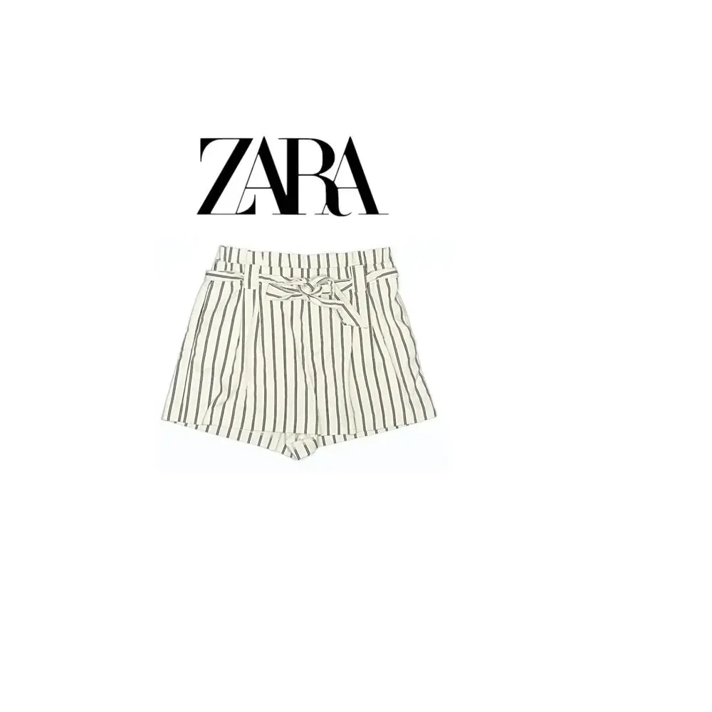 ZARA Belted shorts. Dressy  striped shorts lg - Picture 2 of 5